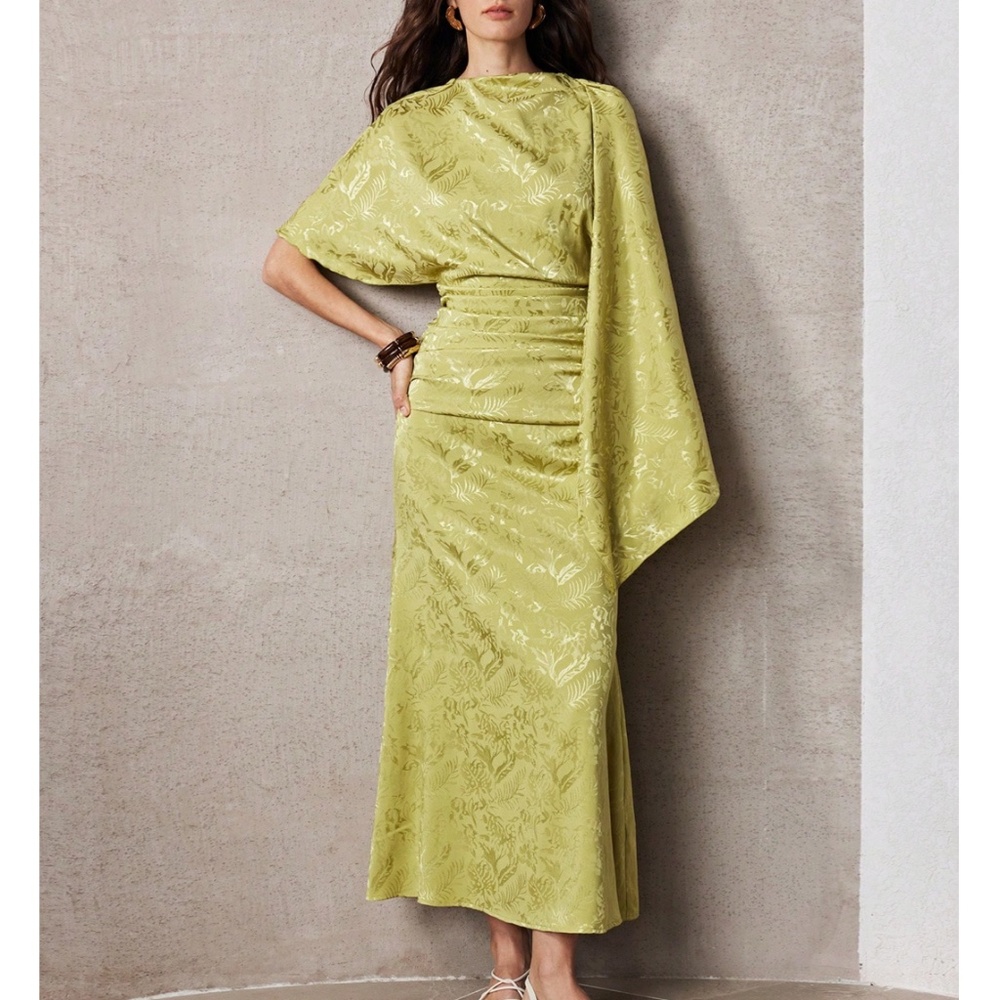 LIMITED TIME OFFER! NEW W/ TAGS! Midi Jacquard-Print Cape Dress